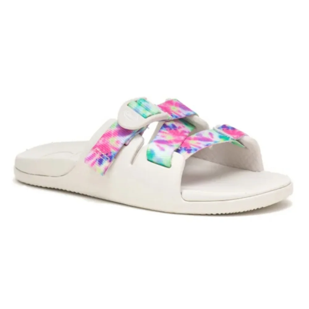 NIB Chaco Chillos Slide Sandal In White Multicolor Tie Dye Kids Size 2